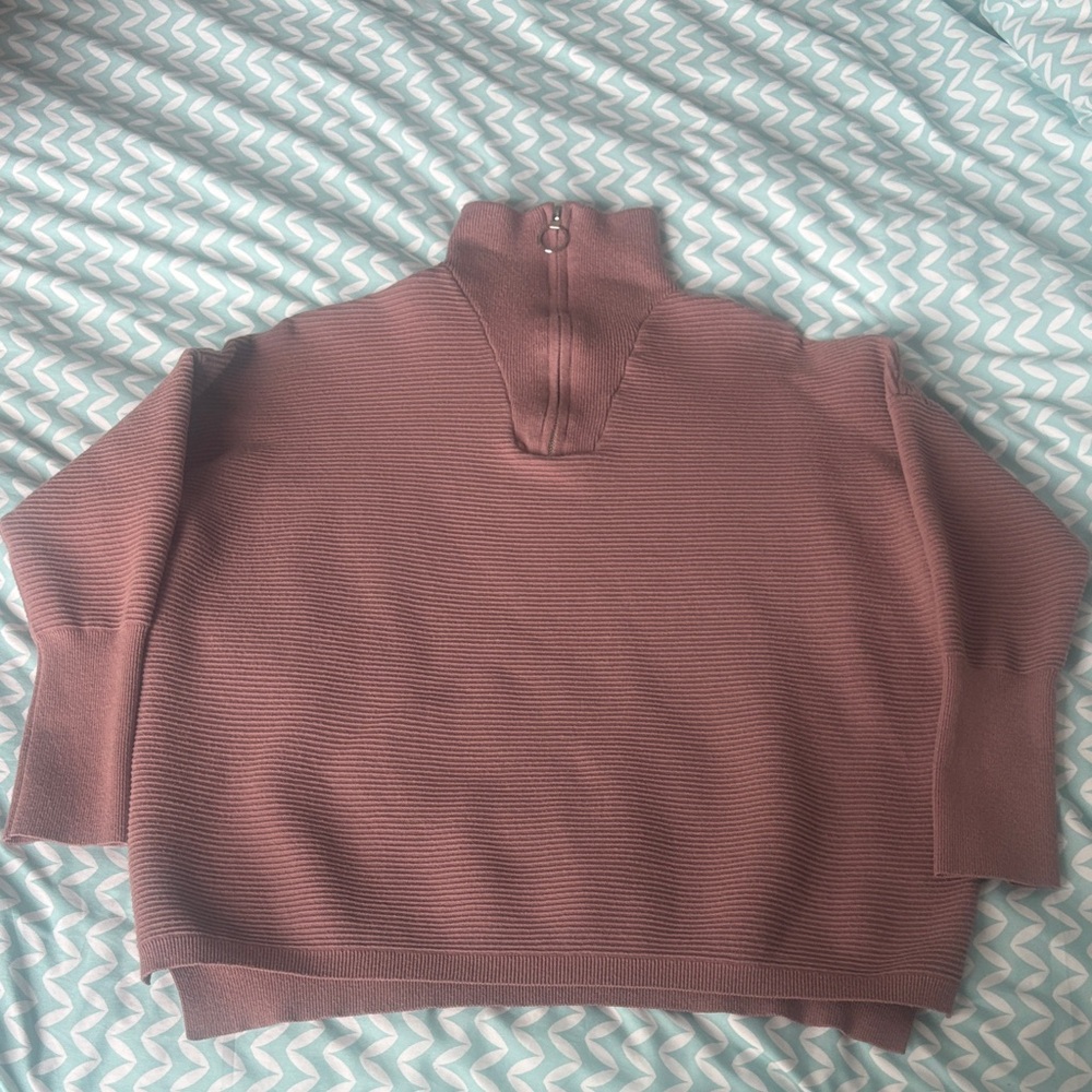 Women's Quarter-Zip Mauve Sweater